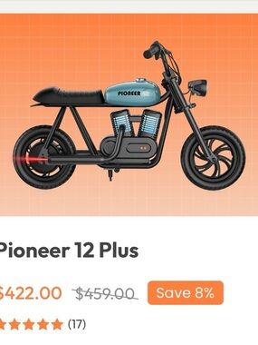PIONEER Kids Ride-On Motorcycle in Teal and Black